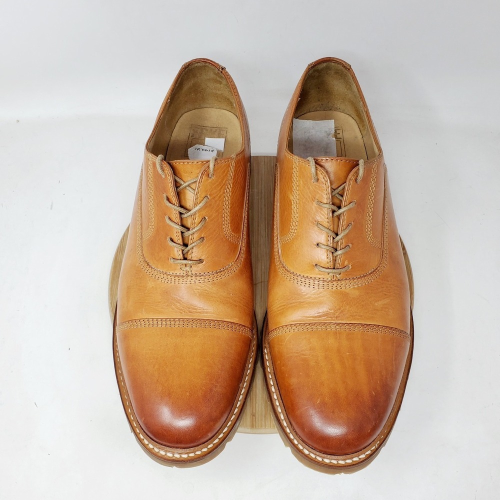 Frye James Oxford Shoes Mens 10.5 Brown Leather Bal Lug Sole Lace Up Mexico - Picture 4 of 13